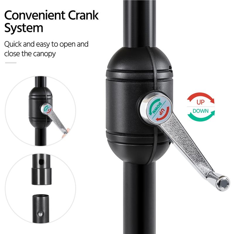 【On Sale】 Yaheetech 7.5/9/10FT Patio Umbrella w/ Push Button Tilt and Crank, Outdoor Garden Table Umbrella for Garden, Deck, Backyard, Pool, Beach