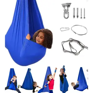 Sensory Swing For With Special Needs  Indoor Cuddle Hammock Chair Adjustable Aerial Asperger Integration(blue)