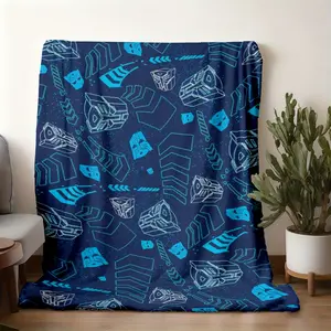 2026 New Arrival Transformers-themed line patterns on dark blue backgroundPrint BlanketNordic Minimalist Flannel Throw, Winter Office Nap Blanket for Men & Women, Ultra-Soft Double-Sided Fleece, Coz