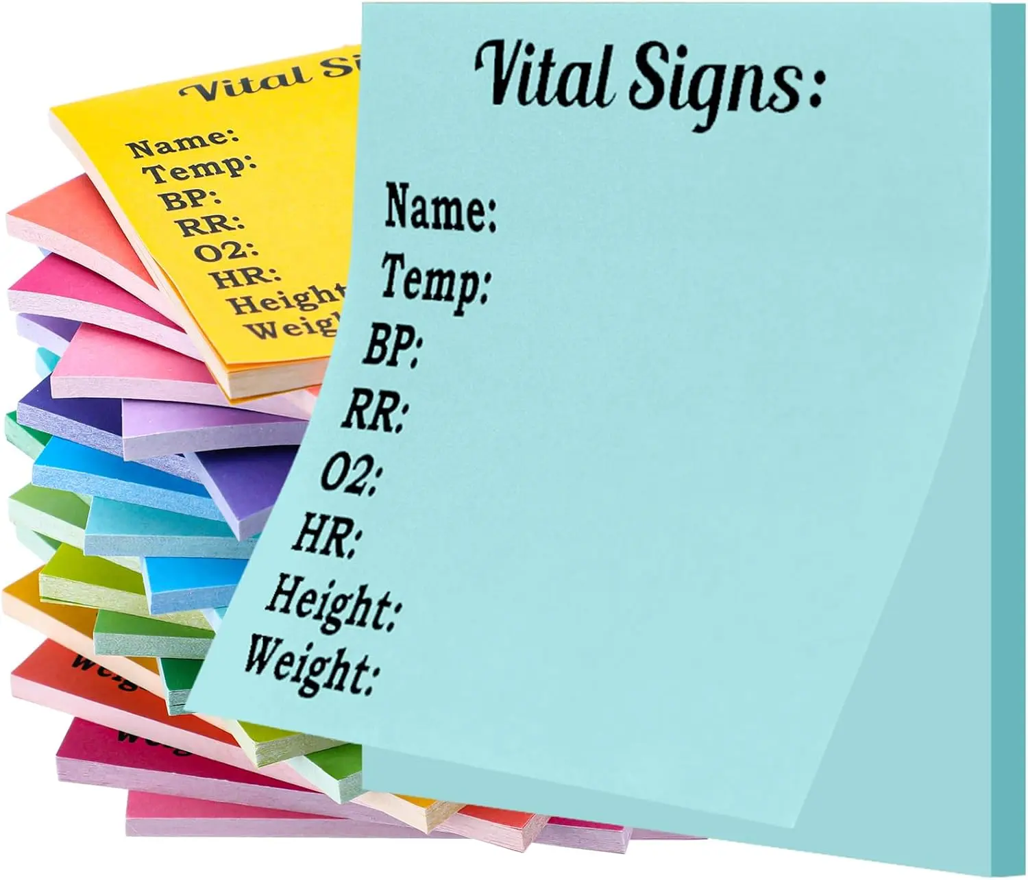 24-Pad Nurse Vital Signs Sticky Notes (720 Sheets) - HR-BP-Oxygen Level Recording Checklist Pad for Adults, Daily Health Monitoring (Office Stationery for Medical Assistants)