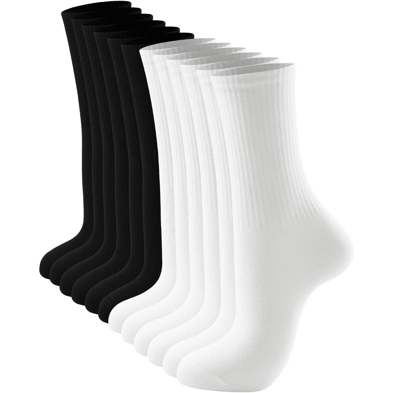 Women's Thin Cotton Crew Socks - Size 6-11, Lightweight, Soft Breathable, Elastic Fit, Solid, 3-6 Pairs Packs, Casual Athletic Sporty Socks for Gym, Maternity Basic Minimalist Comfy Hosiery, Soft Breathable Socks