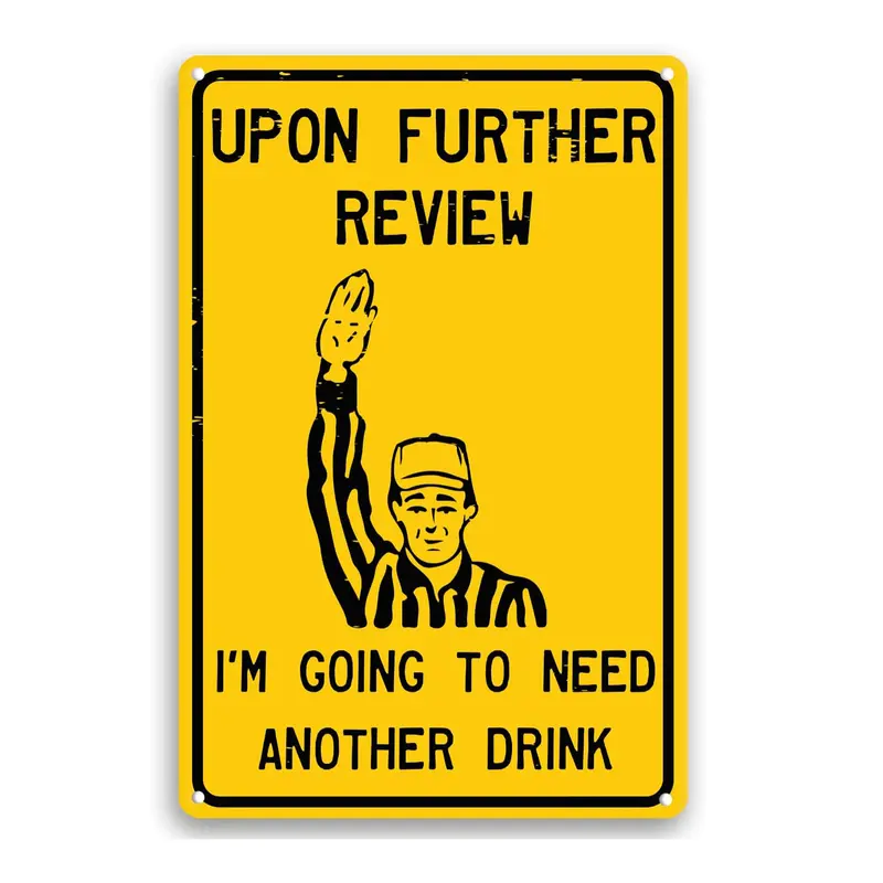 Funny Tin Football Sign - 12"x8" Rectangle Character-Based Fade-Resist Metal Wall Plaque, Pre-Drilled Holes, Hemmed Edges, Weather Resistant Signage, Decorative Faux Tin Home Signs for Men's Man Cave, Easy Install Wall Art