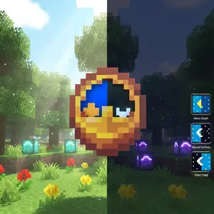 DIYCOM Pixel Wall Clock Christmas Gift Retro Decor Day and Night Auto Switching Time Display Hanging Alarm Clock for Bedroom or Gamer Room