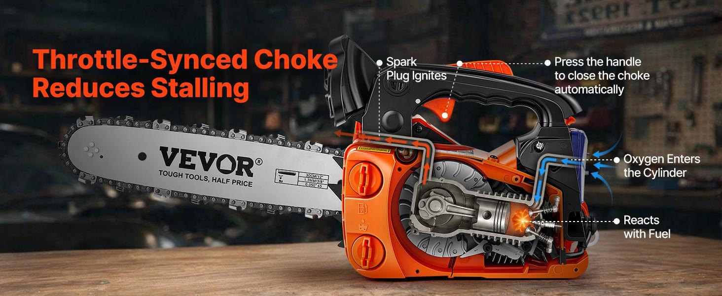 【BackToSchool】VEVOR Gas Powered Chainsaw, 12 in 25.4CC 1HP 2-Stroke Engine with Chains, Throttle-Sync Choke, Non-Slip Handle & Dual Tanks, for Wood Cutting & Tree Trimming 【BackToSchool】VEVOR Gas Powered Chainsaw, 12 in 25.4CC 1HP 2-Stroke Engine with Chains, Throttle-Sync Choke, Non-Slip Handle & Dual Tanks, for Wood Cutting & Tree Trimming