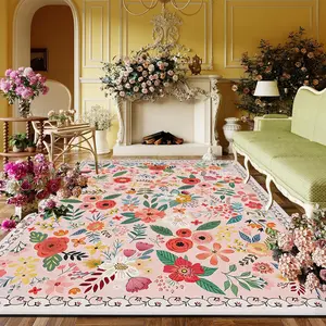 Floral Print Non-slip Floor Mat, 1 Count Modern Art Foldable Washable Soft Floor Carpet, Decorative Area Rug for Home Living Room Bedroom Hotel Dormitory, Floral Rugs