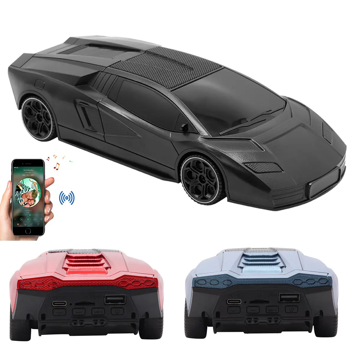 Retro 2010s-era Car Inspired Bluetooth Speaker With Bass Radiator LED Light FM USB TF AUX TWS Mode Rechargeable Stereo Audio Box Best Gift