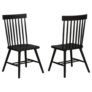 Andrews Windsor Spindle Back Black Dining Side Chair - Set of 2