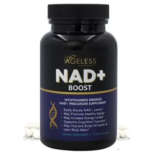 Ageless Foundation Laboratories NAD+ Boost 300mg Nicotinamide Riboside Chloride NMN Supplement for Anti-Aging Energy Focus Body Fat Cognitive Function 30 Count