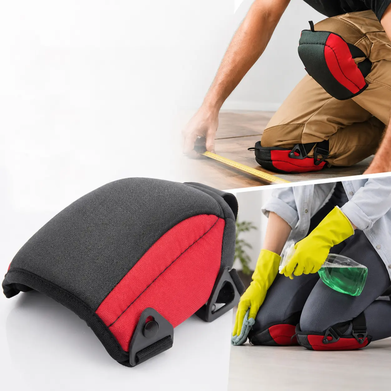 Unisex 1 Pair Durable Knee Pads, Soft EVA Foam Cushion Knee Protectors with Adjustable Straps, Heavy-Duty for Flooring, Gardening, Construction Work Work Safety Equipment Protective Gear, Repair Work