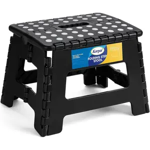 Hardware tools Korpai 9" Folding Step Stool for Adults,Kids,Non-Slip Folding Stools with Portable Handle,Plastic Foldable Step Stool for Kitchen ect,Black,1PC