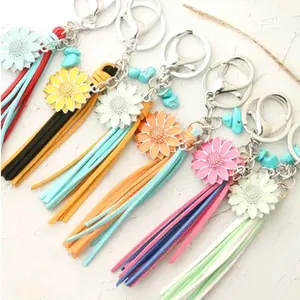 Sun flower Western Style Retro Cowboy Pendant With Buckle Statement Keychains