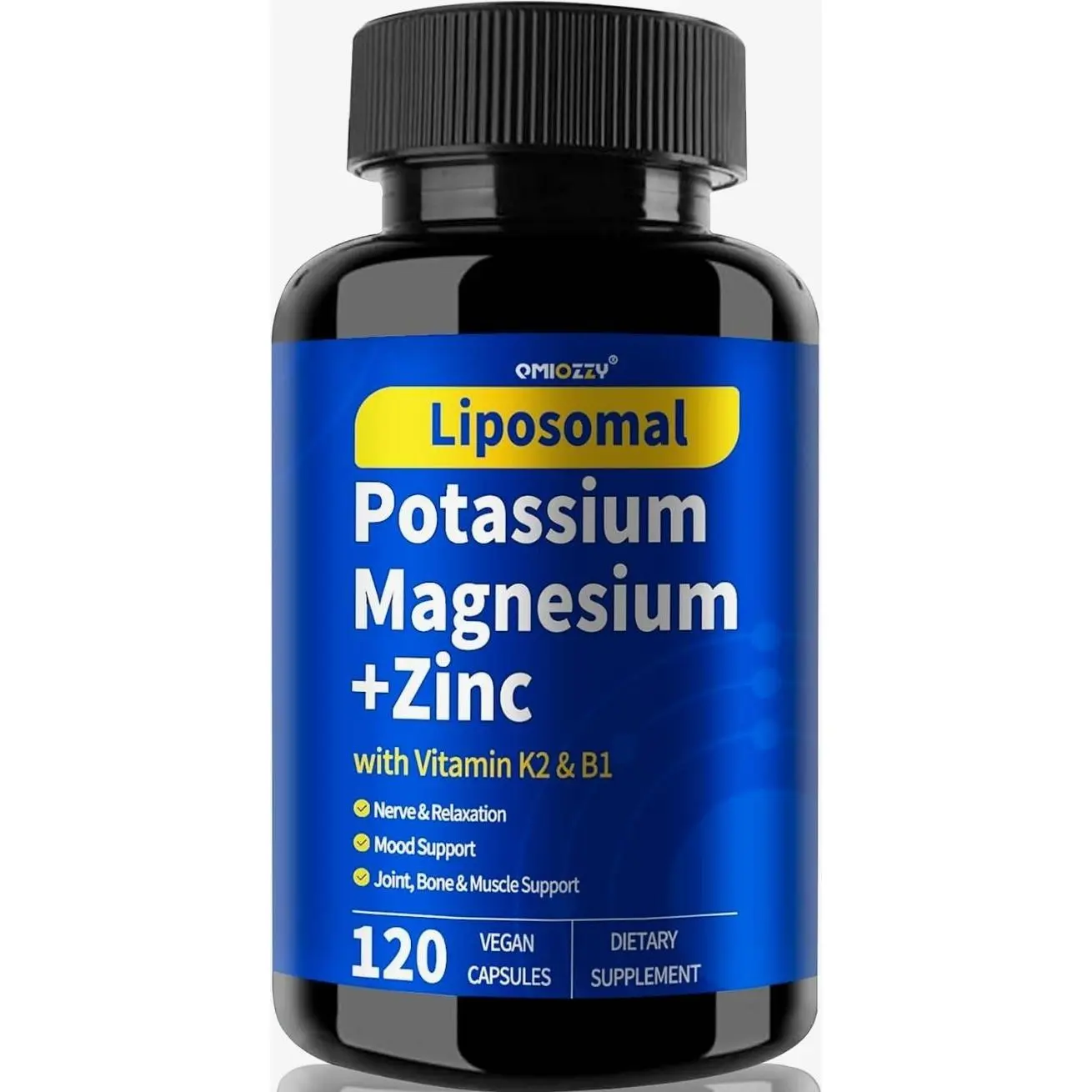 Potassium Magnesium Supplement, 1600mg Liposomal Magnesium Aspartate, Potassium Chloride, with Zinc, K2, Vitamin B1 for High Blood Pressure, Support Vascular, Bone & Leg Cramps, 120 Veg Capsules