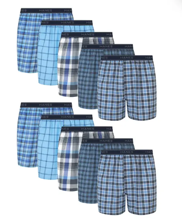 Hanes Men's Boxer Underwear, Moisture-Wicking Cotton Blend, 10-Pack
