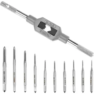 Taps Bit Set - 10 count M1-M3.5 HSS Mini Screw Thread Taps, Metric Plug Tap Screw Tap & Adjustable Wrench