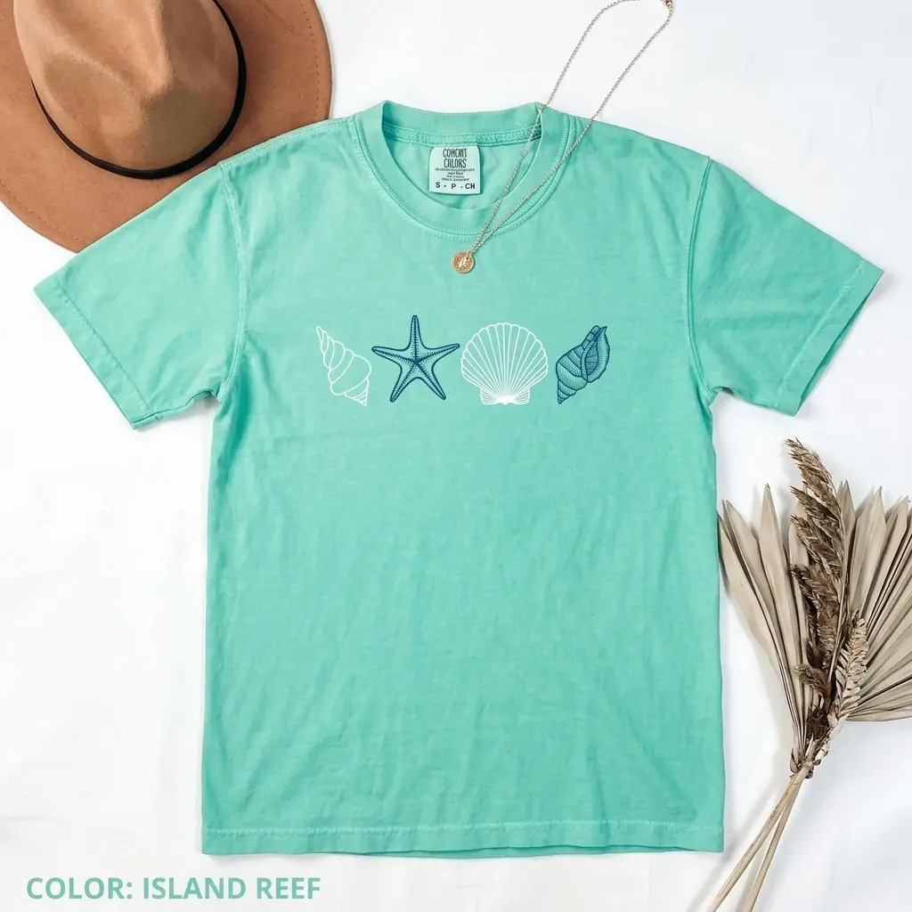 Comfort Colors Vintage Seashell T-shirt, Beach Ocean Lover Tee Gift, Summer Vibes, Trendy Outfits