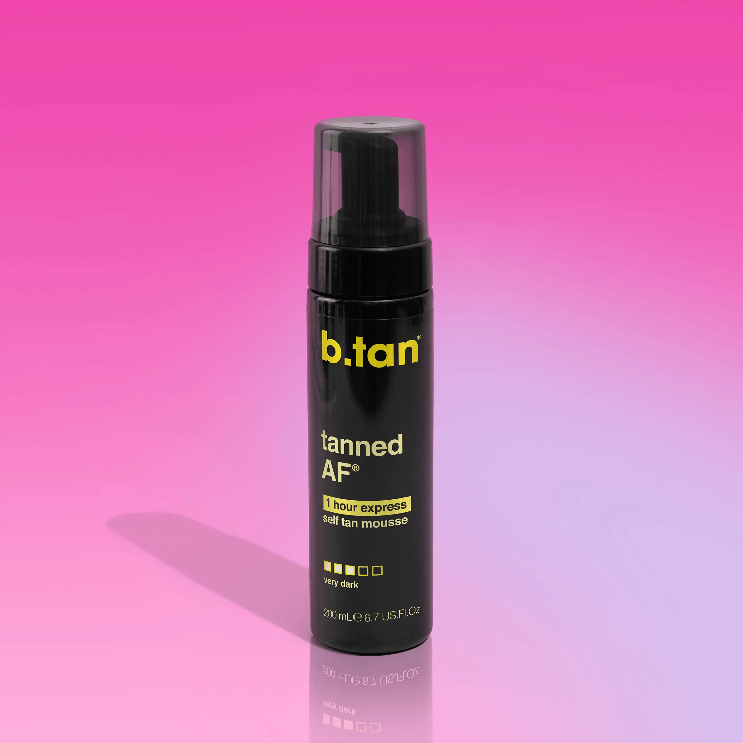 Tanned AF | b.tan Dark Self Tanner Mousse | Best, 1 Hr Express Sunless Tanning Foam, No Fake Tan Smell, Ultra Dark Bronzing Glow, Face & Body, Vegan, Skin Loving Ingredients
