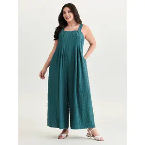 【Summer Turn-Up】BLOOMCHIC Plus Size Check Print Pleated Adjustable Overall Jumpsuit 2026 Summer Pick for Mother's Day