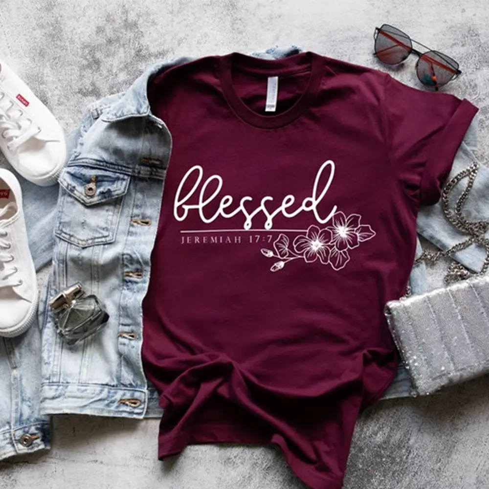 Blessed Christian Shirt for Women – Jeremiah 17:7 Bible Verse Tee, Faith-Based Easter Day Outfit
