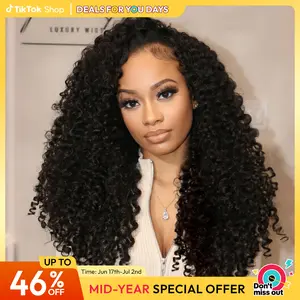 CurlyMe Half Wig Invisible Hairline 250%&300% Density Full Burmese Curly Human Hair Glueless Install Wear Go Half Wig No Lace Seamless Flip Over Wig With Drawstring Beginner Friendly #summerwins #DealsForYouDays