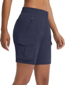 BALEAF Women's 7'' Hiking Shorts Lightweight Water Resistant Athletic Golf Cargo Shorts with Zipper Pockets Quick Dry Summer