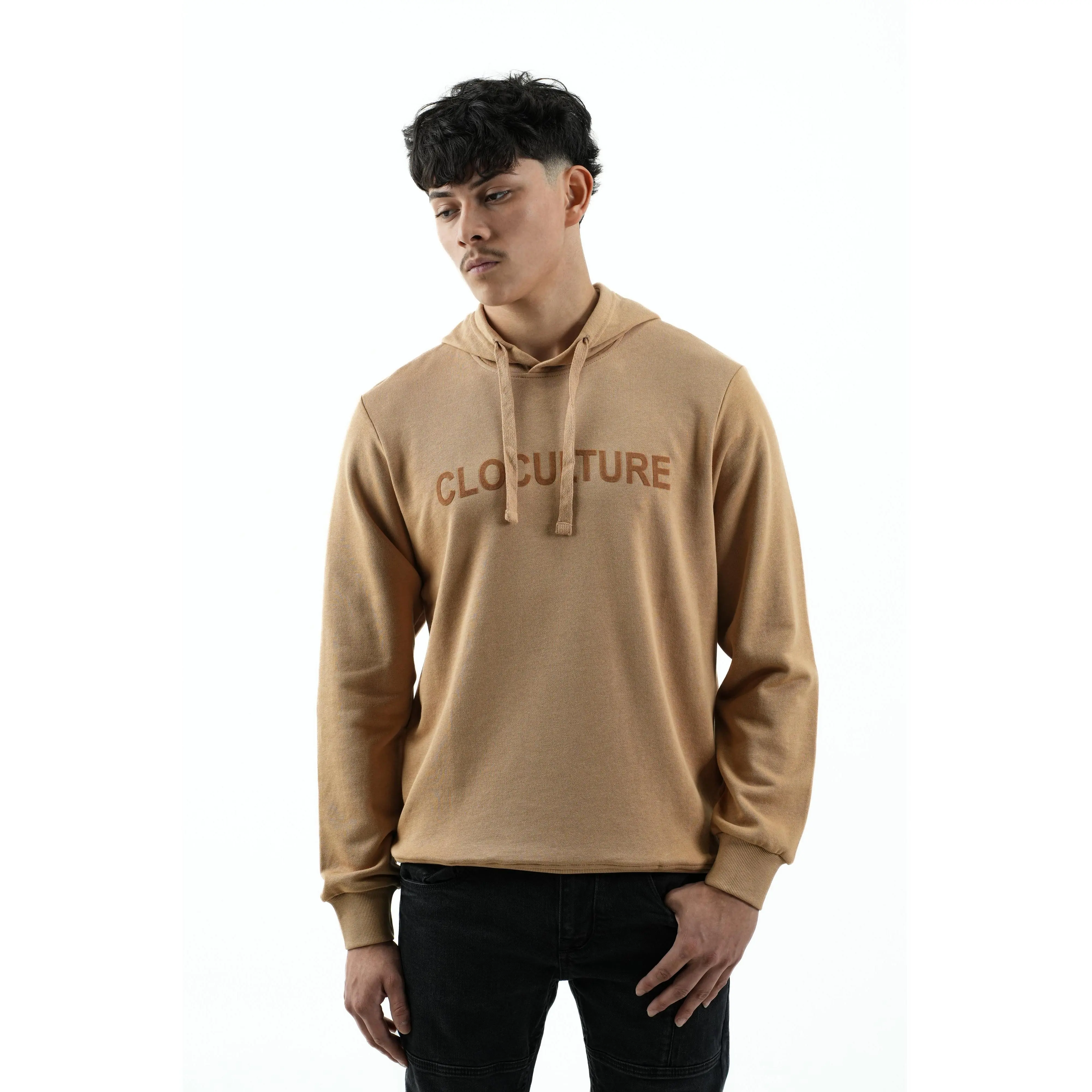 FLOCK PRINTED CAMEL HOODIE