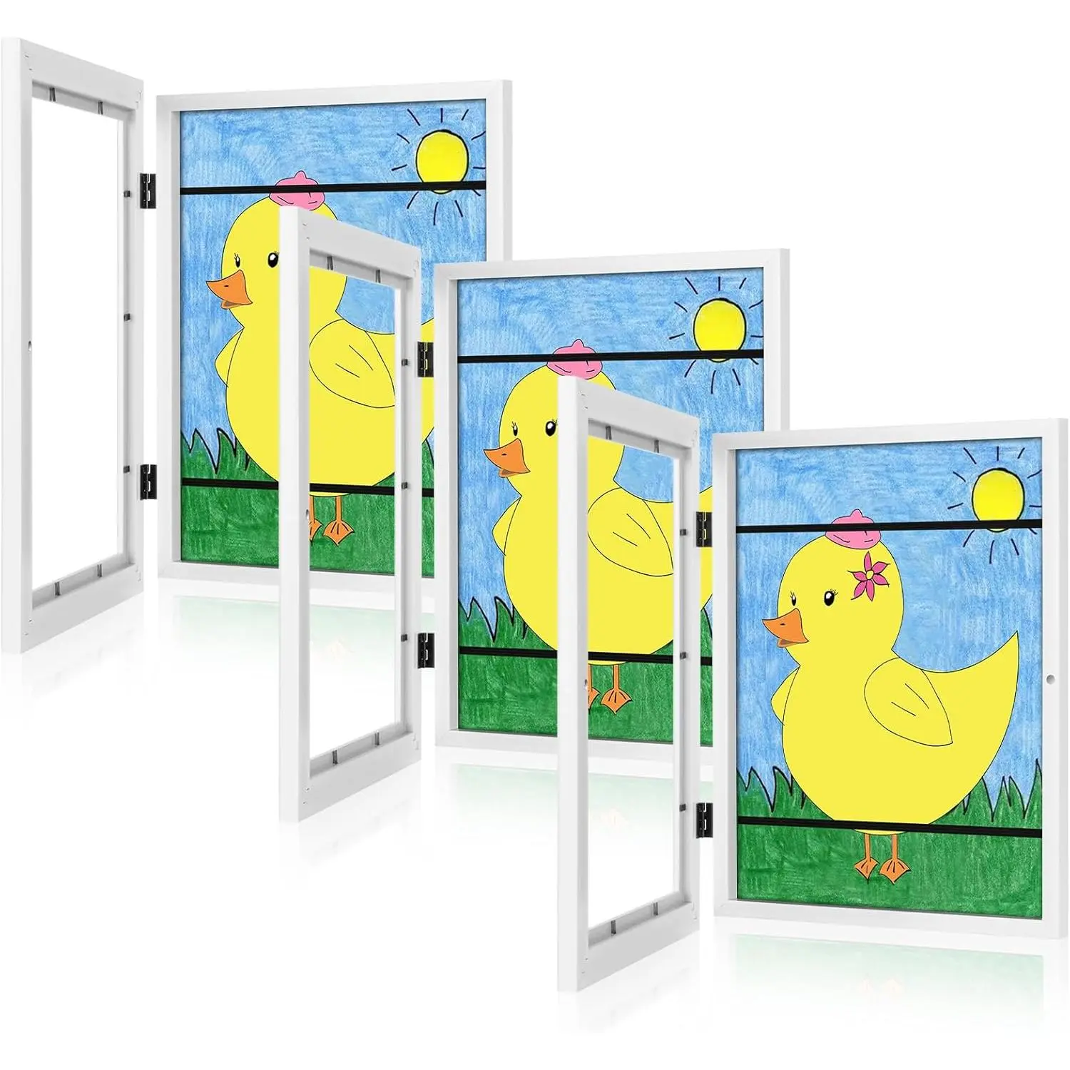 [3Pack]  Art Frames, 9x12 Front Opening  Artwork Frames Changeable, White Artwork Display Storage Frame for Wall, Holds 50 count, for 3D Picture, Crafts,  Drawing, Hanging Art, Portfolio