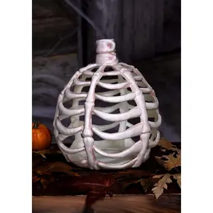11" Light Up Pumpkin Bones Decoration