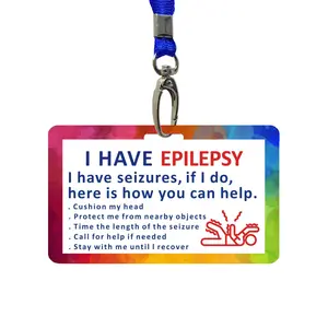 Epilepsy Card with Lanyard, 1 Count Epilepsy Travel Card, Emergency Relief Card for Epilepsy, Waterproof Durable Card for Epilepsy