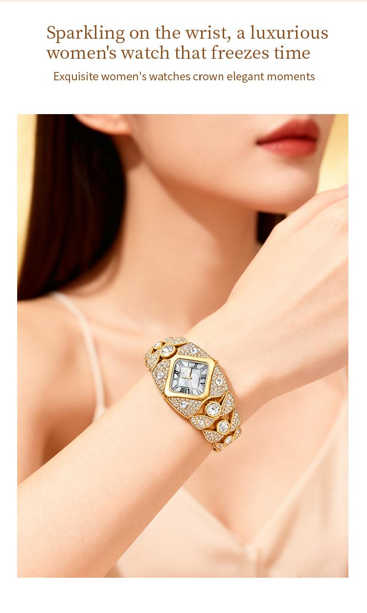 Luxury Full Diamond Bangle Bracelet Watch Women's Fashion Stainless Steel Quartz Wristwatch 30M Waterproof Elegant Stylish Unique Gift for Wife and Mother Bling Jewelry