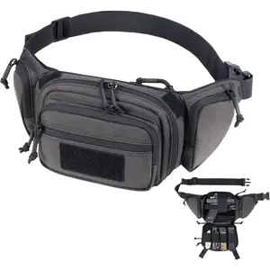 Tactical Fanny Pack CCW Gun Waist Bag for Men and Women with Pistol Holster, Low Profile Concealed Carry Everyday Hip Pack for Hiking Travel Outdoor Running Hunting, Dark Grey