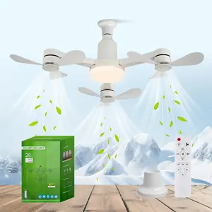 Ceiling Fan Light, E27 Socket, 3 Heads 9 Blades, Remote Control, Adjustable Brightness 3000k-6000k, Dimmable Lighting, 3 Speeds with Memory, Energy Saving