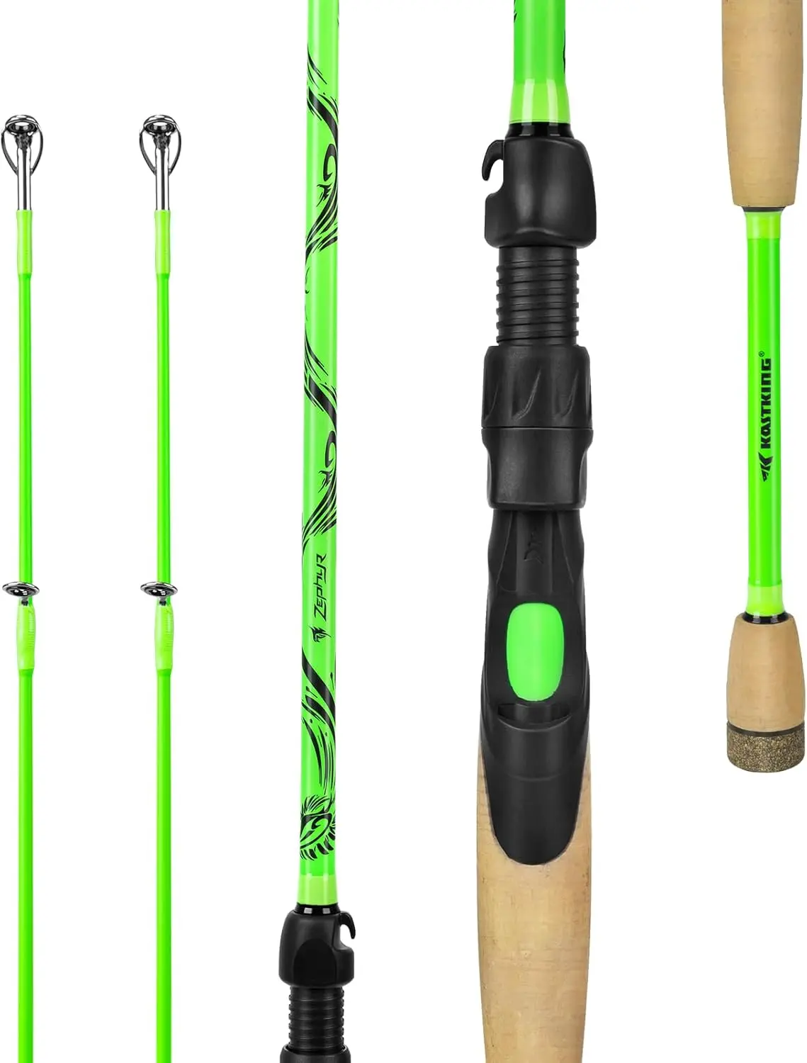 KastKing Zephyr Dual Tip Spinning & Fishing Rods, Green 5'0"-UL/L-MF(2 Pcs+ Extra Tip)
