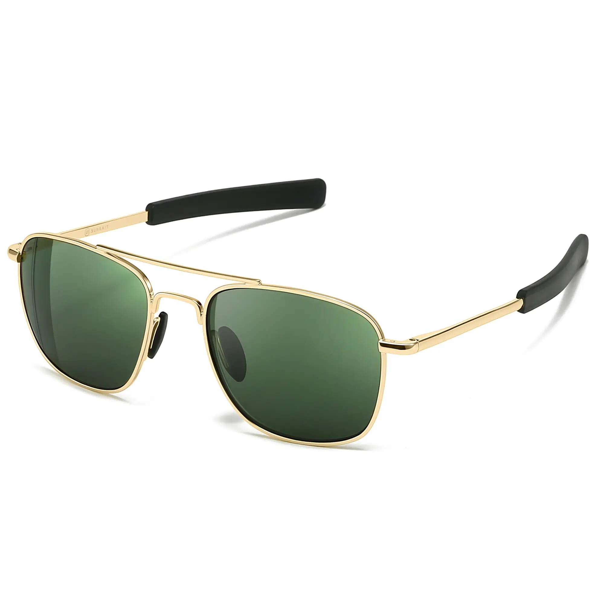 SUNGAIT Real Glass Lens Sunglasses Military Style Pilot Aviator UV400 Protected HD Shades with Upgraded Spring Hinge Bayonet Temples