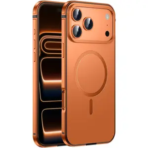 Metal Case for iPhone 17 Pro Max, Aluminum Alloy Frame Heavy-Duty Protection, Slim and Durable Orange
