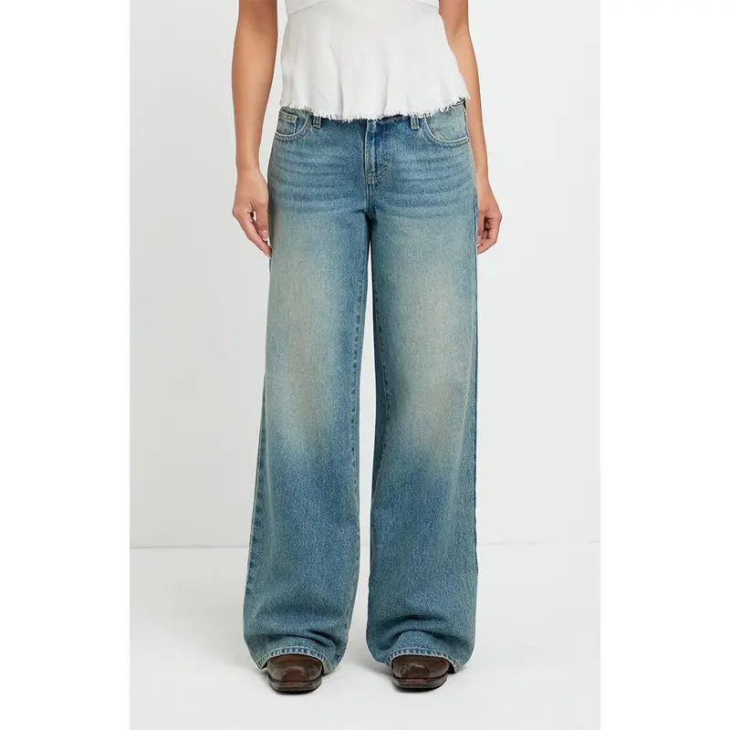 Pacsun Women's Casey Low Rise Baggy Jeans Medium Blue Tint