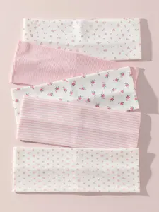 5-Piece Set Fashionable Women's Soft Non-Slip Hairbands, Knotted Headband, Butterfly Knot, Stripes, Hearts, Floral Prints, Elastic Workout Headband Yoga Accessories
