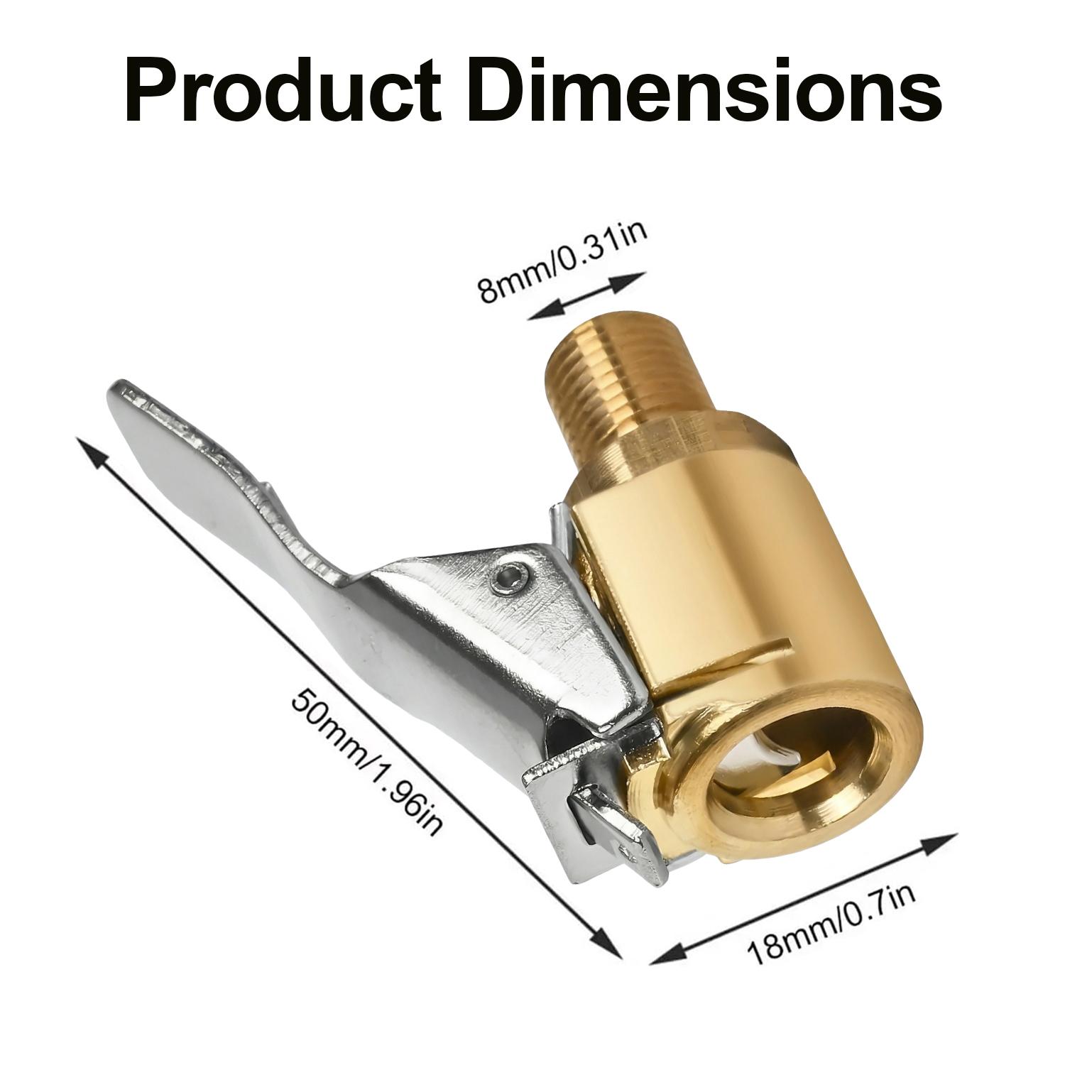 8mm Brass Locking Tire Air Chuck with Clip, Universal Tire Inflator Hose Adapter & Nozzle Connector for Car Truck Motorcycle Automotive