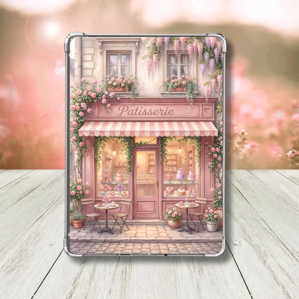 Pink Patisserie Kindle Insert - Watercolor French Bakery Aesthetic E-Reader Decor - Shabby Chic Floral Pastry Shop Bookish Gift for Readers - Coquette Kindle Paperwhite, Colorsoft, & Basic Case Insert - Trending Whimsical Café Art for Clear Device Cases
