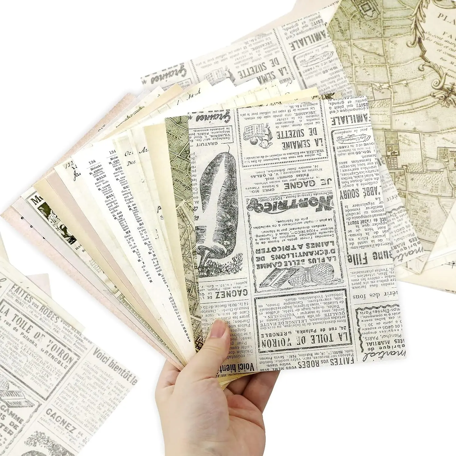 240-Sheet Vintage Craft Paper Pack (5.51in x 7.87in) - Retro Newspaper, Mathematics, Sheet Music Designs for Grandmother’s Junk Journal, DIY Crafts, Home Improvement Wallpaper & Wall Trim Supplies