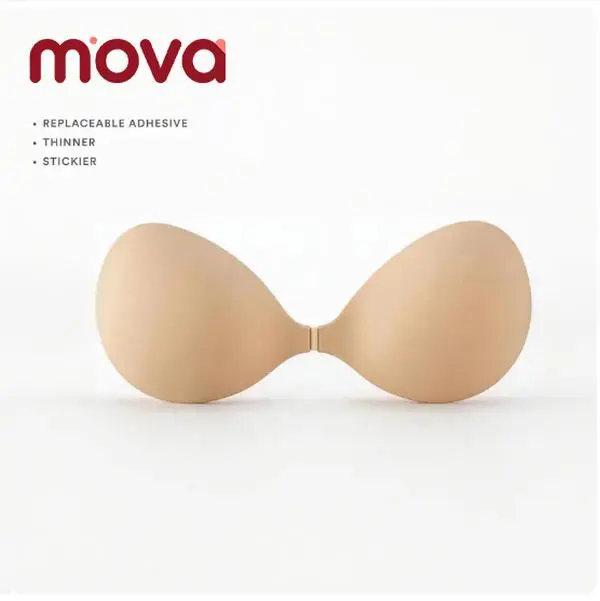 MOVA Fabric Sticky bra, Strapless Push-up bra Seamless Backless Sweat proof glue Ligher fabric adhesive Cleavage Bra Invisible Bra for Date night Party Wedding dress SummerVibe Womenswear Women
