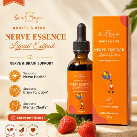 Scrub Angels Focus and Immune Support Liquid Extract Blend - Vegan, All Seasons, Supports Cardiovascular Health, Encourages Calm Alertness, Consult Healthcare Provider