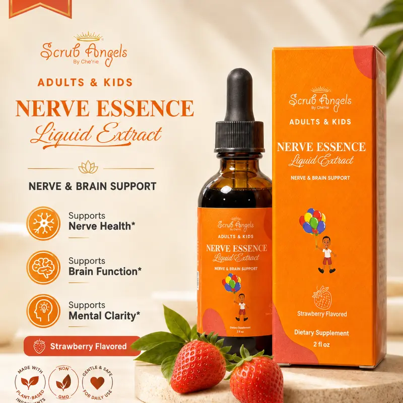 Scrub Angels Focus and Immune Support Liquid Extract Blend - Vegan, All Seasons, Supports Cardiovascular Health, Encourages Calm Alertness, Consult Healthcare Provider
