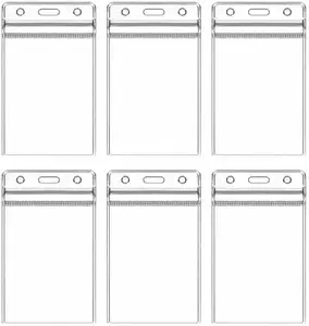 6 Pack Badge Holders, Vertical Clear Plastic ID Card Holder with  Resealable Zip, Fits Proximity Badge Swipe Cards or Credit Card(2.5 x 3.5 Inch).