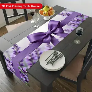 1pc Elegant Purple & Lavender Table Runner with Bow Rectangular Polyester Table Decor for Dining Coffee Tables Parties Holidays - Vibrant Cultural Decor for Kitchen Home Festive Table Setting Party Decoration Decorative Bow