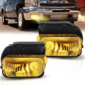 Nilight Fog Light Assembly Compatible with 2002 2003 2004 2005 2006 2007 Chevy Silverado 1500 2500 3500 2002-2006 Avalanche w/o Body Cladding with H10 Halogen Bulbs Amber Lens