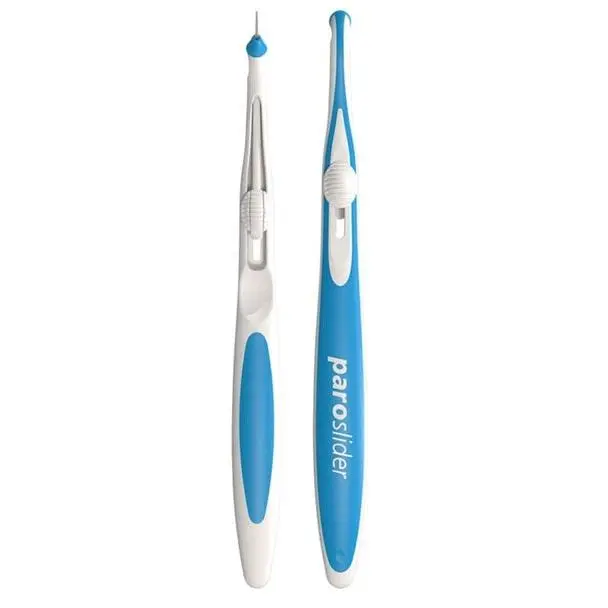 Paro Slider Kit, Easy and clean way to clean between your teeth! Starter Kit with 1 Handle and 3 XS interdental brushes