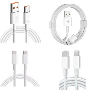 PeakEon Fast Charging Cable 6A upto 66W  & Data Sync Cable 480 Mbps(USB,Type C,Lightning)