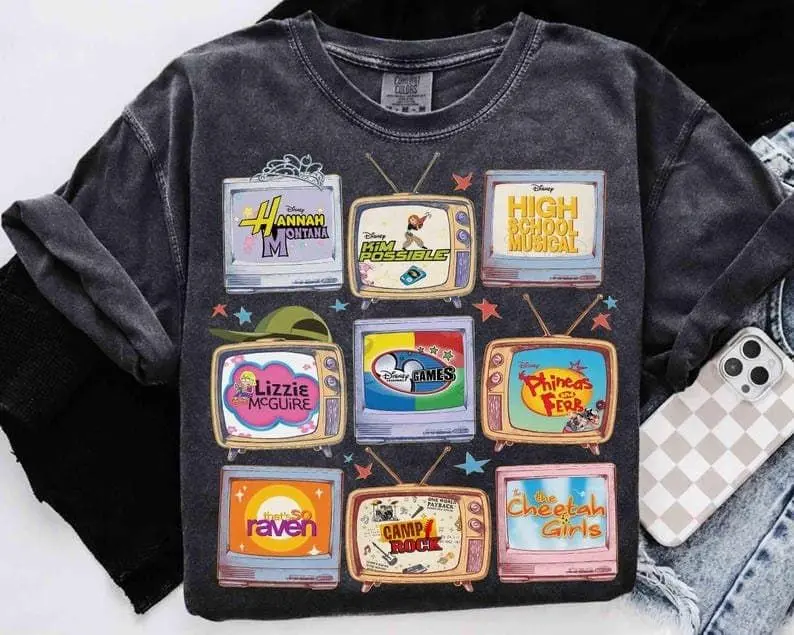 [Sale Off 50%] Comfort Color Channel Movie TV Shirt, Phineas And Ferb Lizzie McGuire High School Musical Channel Fan Tee, Walt World Trip, Family Trip 2026