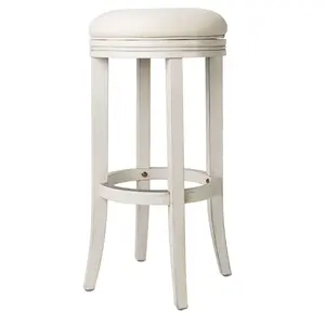 Maven Lane Eva Round Backless Kitchen Swivel Stool, White Oak, Bar Height