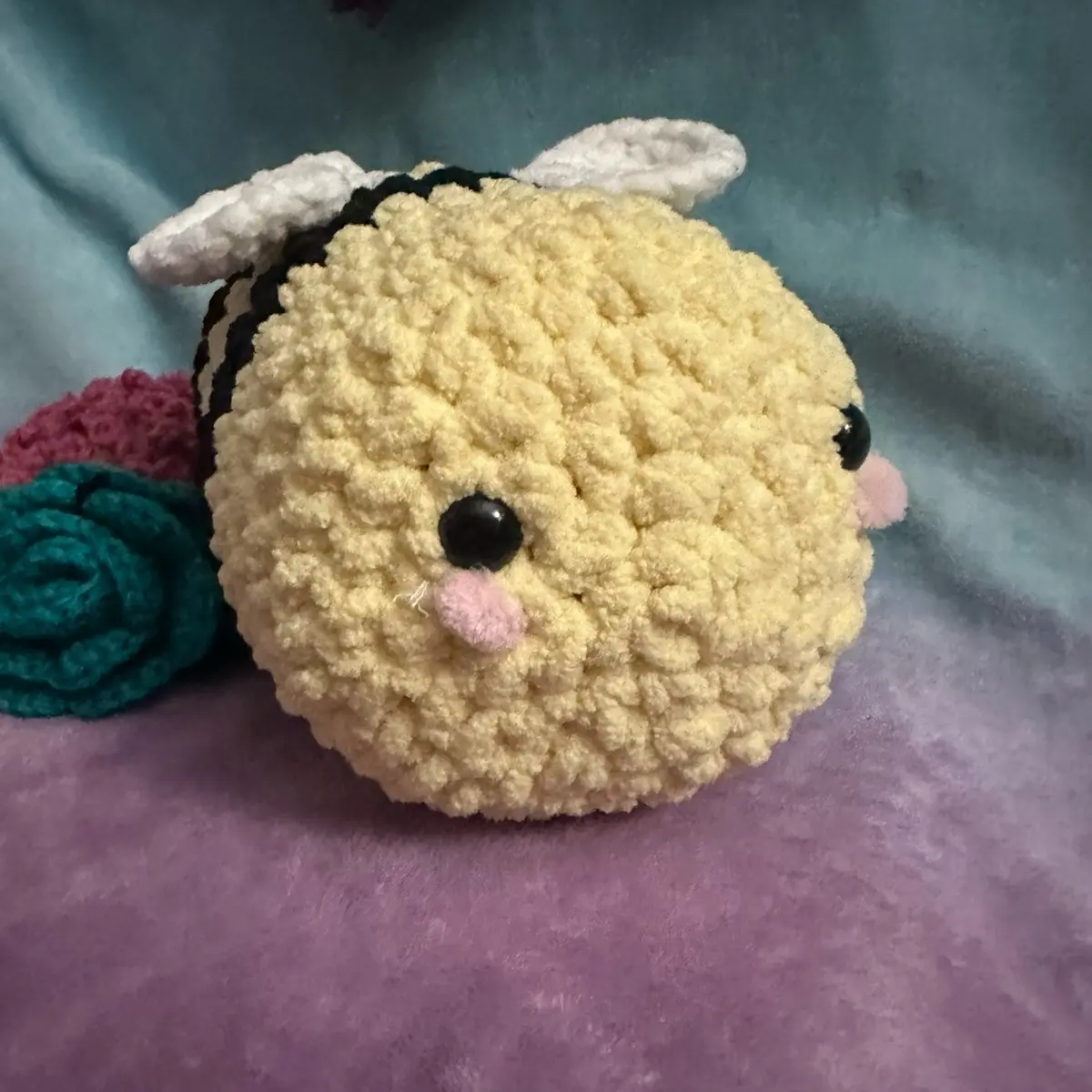Handmade crochet jumbo bumblebee plush amigurumi